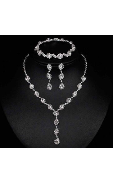 Ladies' Pretty Alloy With Irregular Cubic Zirconia Jewelry Sets