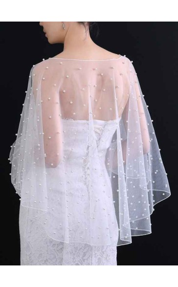 One-tier Cut Edge Elbow Bridal Veils/Fingertip Bridal Veils/Waltz Bridal Veils With Faux Pearl