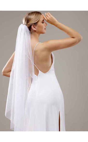 One-tier Cut Edge Waltz Bridal Veils With Sequin