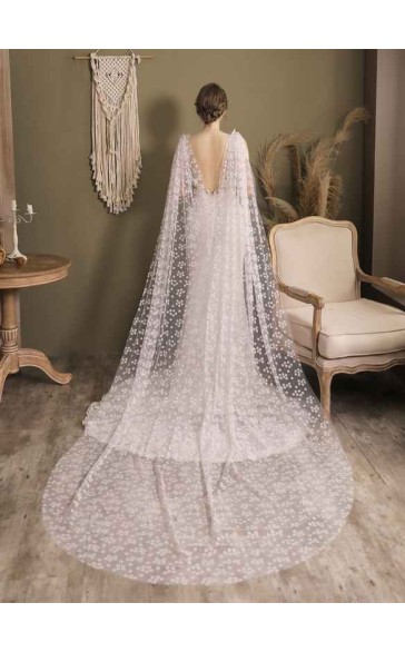 One-tier Cut Edge Cathedral Bridal Veils With Lace