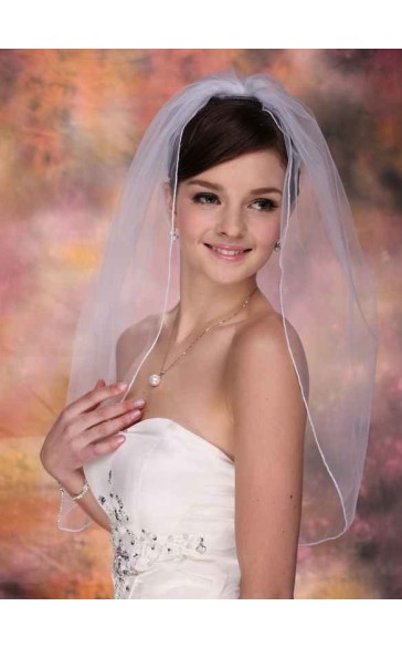 One-tier Elbow Bridal Veils With Pencil Edge